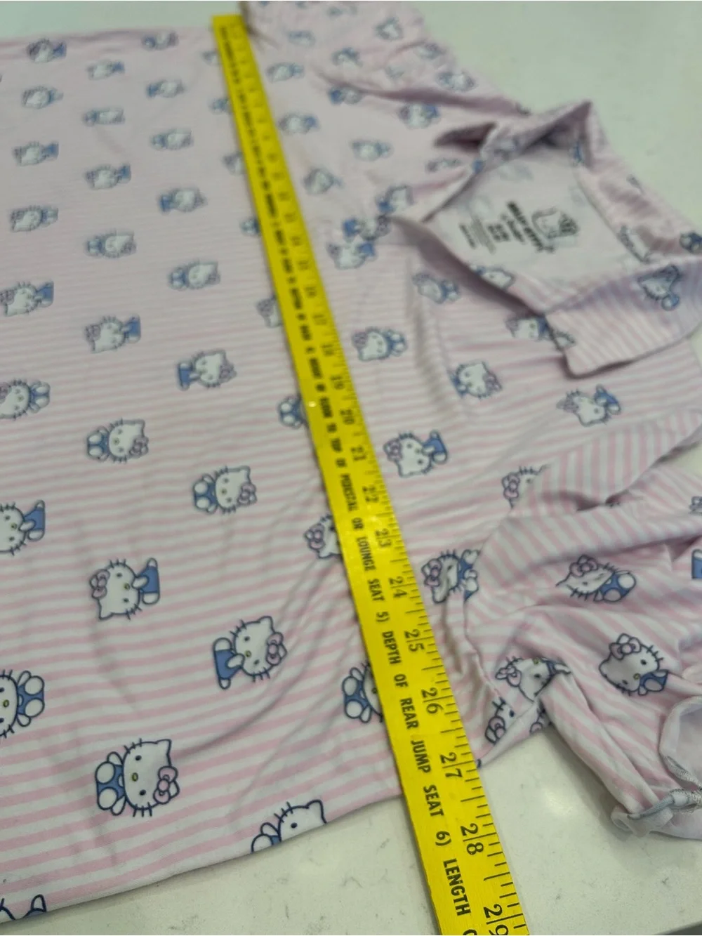 Hello Kitty Pale Pink Striped Short Pajama Set with Character Print